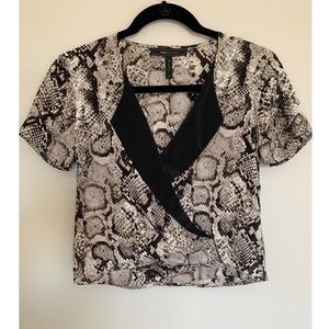 BCBG Snake Skin Wrap Silk Blouse